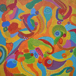 abstract multi-coloured decorative original painting